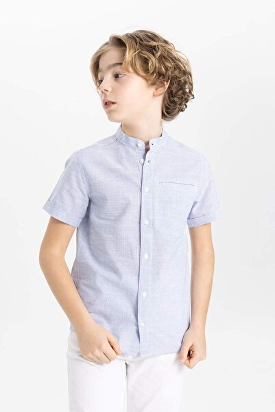 DeFacto Chlapecká košile s límečkem s krátkým rukávem B7484A824SM