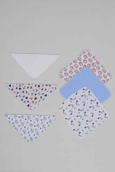 Yumilio Pack of 6 Organic Baby Boy Muslin Mouth Wipes – 100% Cotton, Mixed Colors