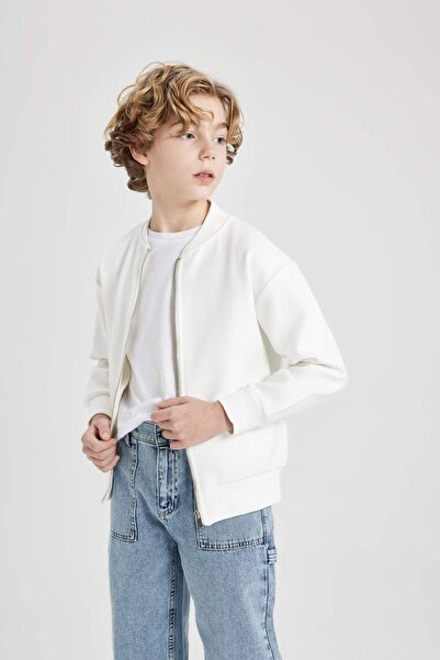 DeFacto Boys' College Collar Zipper Pocket Seasonal Lightweight Bomber Jacket Z3050A624Sp