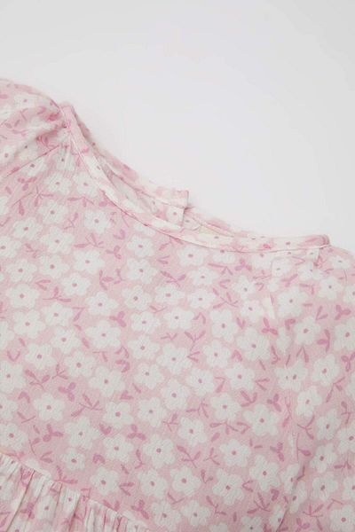 DeFacto Baby Girl Floral Short Sleeve Crinkle Viscose Dress C2193A524Sm