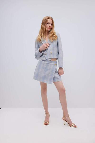 DeFacto Fusta mini pantaloni scurți din tweed cu talie înaltă C5532AX24SM