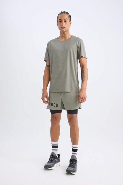 DeFacto Defactofit Slim Fit Tight Fit Crew Neck Printed Sports Short Sleeve T-Shirt X6142Az24Sp