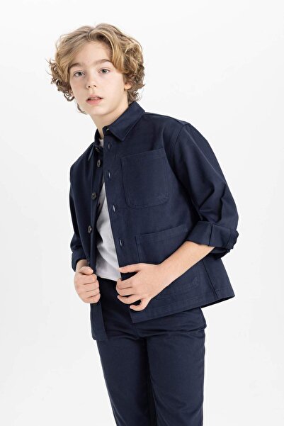 DeFacto Chlapecká oversize široká polokošile s dlouhým rukávem B6705a824sm