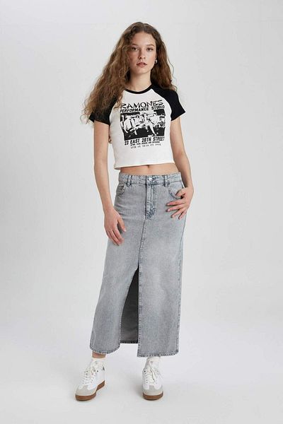 DeFacto Long Fit Slit Long Jean Skirt B9847Ax24Sp