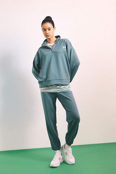 DeFacto Hanorac sport cu imprimeu DeFactoFit oversize cu fermoar și guler în picioare B4572AX24SP