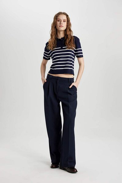 DeFacto Tricou cu mânecă scurtă cu dungi Polo cu gât polo C4402AX24SM
