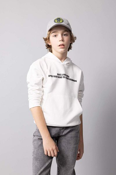 DeFacto Boy's Oversize Sweatshirt with Hood - Printed, B6479A824Sp