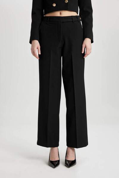 DeFacto High Waist Straight Leg Pants - Straight Fit C3216Ax24Sm