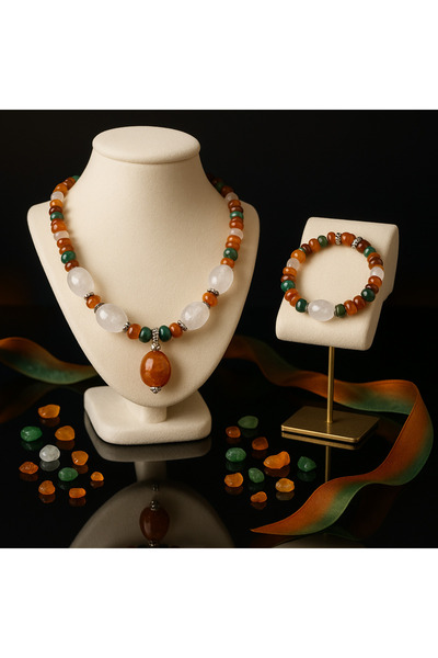 Asteria Elite Agate Amber Oud Tree - Necklace and Bracelet Set