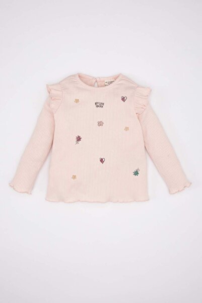 DeFacto Βρεφικό μπλουζάκι με ριμπ λαιμόκοψη - μακρυμάνικο B9779A524SP