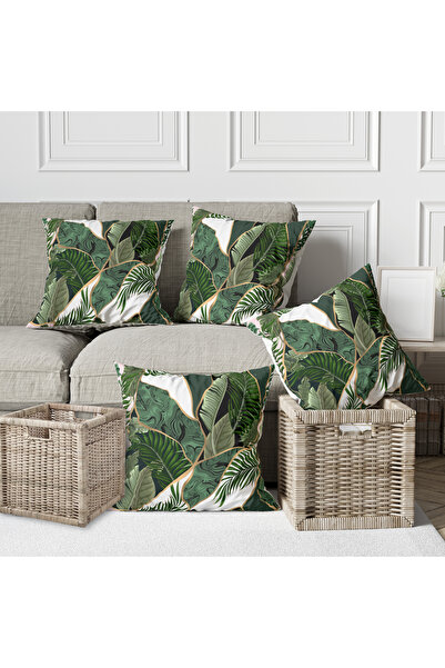 Alkan Homes 4-Piece Combination 3D Leaf Pattern Digital Printed Throw Pillow ...