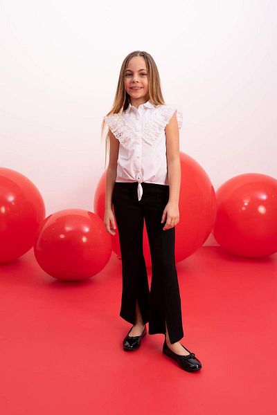 DeFacto Girl's Poplin Short Sleeve White Shirt B5114a824sm