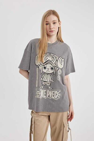 DeFacto One Piece Oversize Short Sleeve Washed Faded Effect T-Shirt C3781Ax24Sm