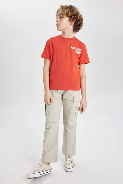 DeFacto Pantaloni de băiat din Gabardine cu picioare drepte și buzunare cargo B5924A824SP