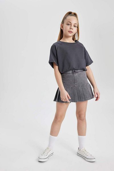 DeFacto Girls' Crew Neck Back Printed Short Sleeve T-Shirt C1038A824Sm