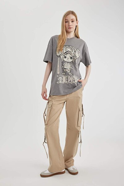 DeFacto One Piece Oversize Short Sleeve Washed Faded Effect T-Shirt C3781Ax24Sm