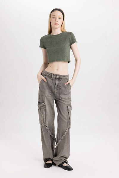 DeFacto Cool Fitted Washed Faded Effect Basic Short Sleeve T-Shirt B9295Ax24Sm