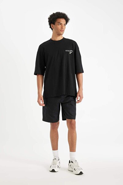 DeFacto 100% βαμβακερό μπλουζάκι με κοντό μανίκι με στάμπα στην πλάτη B8949AX24SM