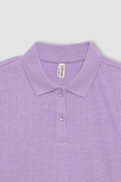 DeFacto Girls Slim Fit Slim Fit Basic Solid Ribbed Camisole Short Sleeve Polo T-Shirt Z7794A624Sm