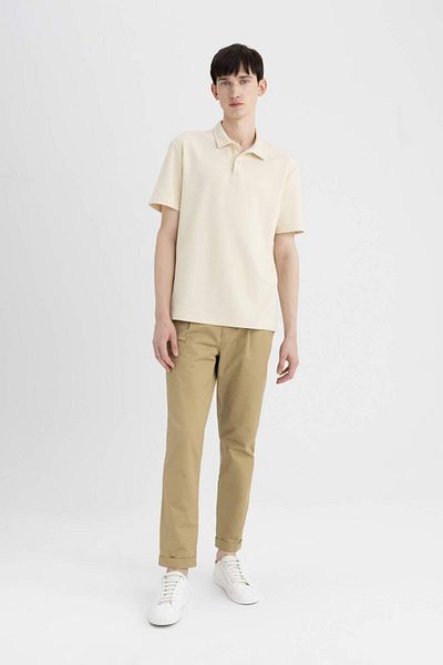 DeFacto Pantaloni din țesătură de vară Twill, cu buzunare, de bază, drepte, amestecate cu picior dublu B6585ax24sp