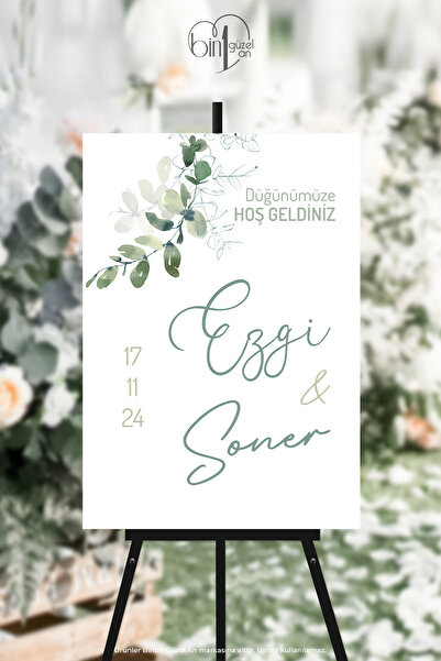 Binbir Güzel An 50x70 Cm Düğün, Nişan, Söz, Kına Gecesi İçin Şık Karşılama Pa...