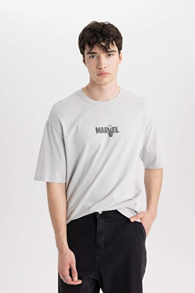 DeFacto Tričko Marvel Logo Only Comfort Fit Crew s krátkým rukávem B5507AX24SP