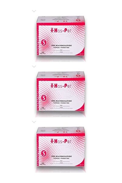 Has-Pet قفازات فينيل خالية من البودرة 100 قطعة 3 قطع مقاس S