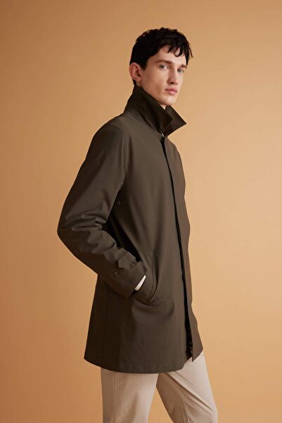 DeFacto Su İtici Rüzgar Geçirmez Slim Fit Parka Mont Dar Kesim Polo Yaka Fermuarlı Cepli B6305AX24SP