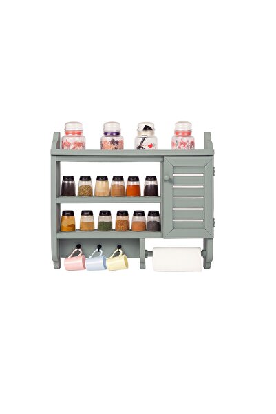 Ahşap مجموعة أوعية التوابل – منظم مع رف وغطاء – حامل توابل للمطبخ