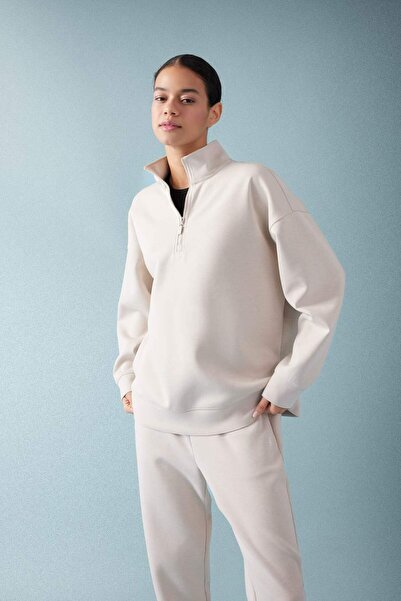 DeFacto Αθλητικό φούτερ με φερμουάρ με γιακά μεγάλου μεγέθους - B7756ax24sp