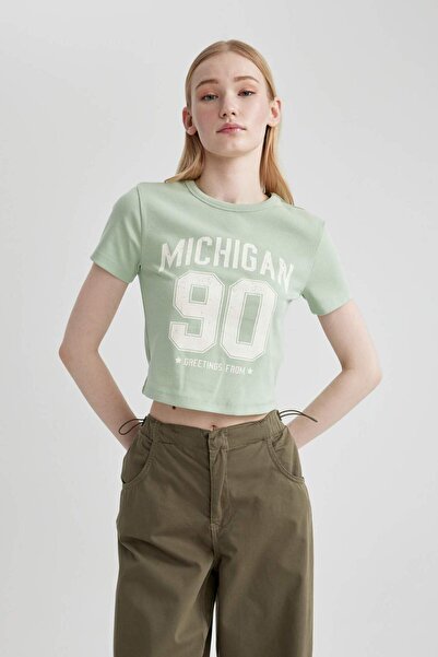 DeFacto Cool Fitted potištěné tričko s krátkým rukávem B7064AX24SM