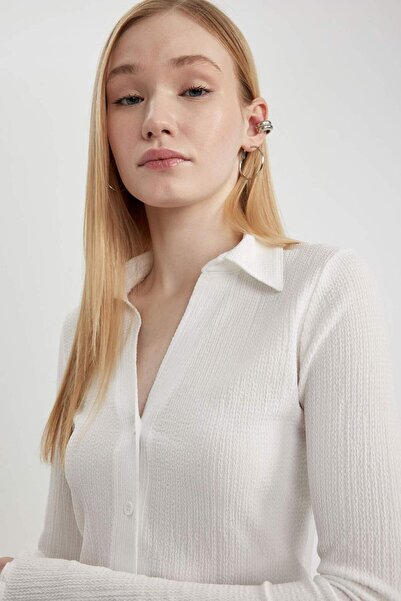 DeFacto Cool Fitted Twisted μακρυμάνικο πουκάμισο C1674AX24SP