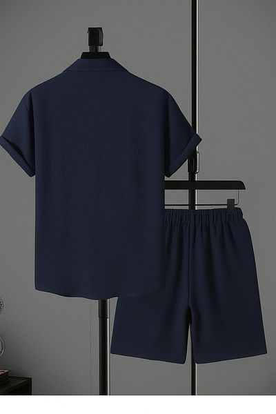 YNGMENCLASS Soft Textured Anti-Sweat Printed Shirt Shorts Set