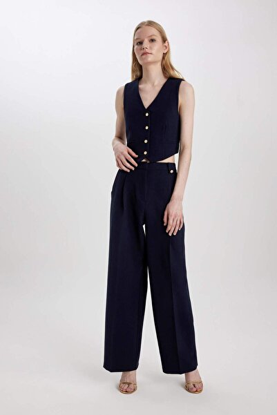 DeFacto Wide Leg Wide Long Leg Trousers High Waist Pocket B9807Ax24Sp