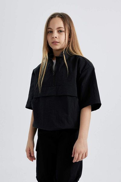 DeFacto Girls Zipper Collar Short Sleeve Blouse C0461A824Sp