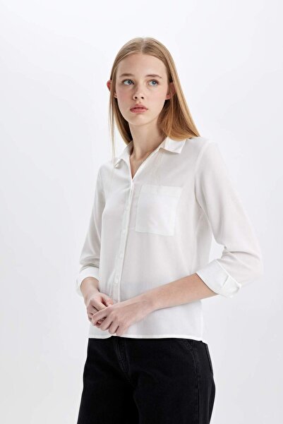 DeFacto Regular Fit Basic Düz Uzun Kollu Gömlek W3614AZ24SP