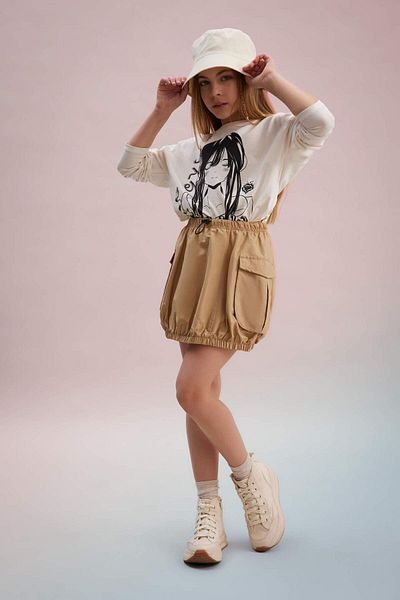 DeFacto Girl's Cargo Pocket Poplin Skirt C0125A824Sp