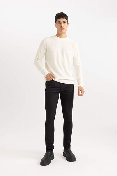 DeFacto Standard Fit Regular Cut Crew Neck Basic Plain Knitwear Sweater B7763Ax24Sp