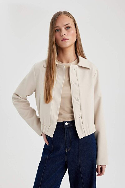DeFacto Polo Yaka Düz Çıtçıtlı Mevsimlik Bomber Mont Ceket B8601AX24SP