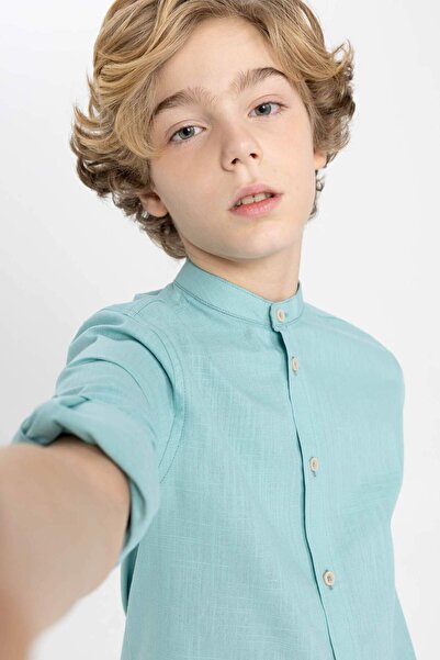 DeFacto Fiú hosszú ujjú vászon megjelenésű ing - állógallér Z1035a624sm