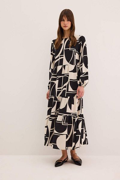 DeFacto Rochie maxi cu mâneci lungi cu model Crew Neck A2354AX24SP