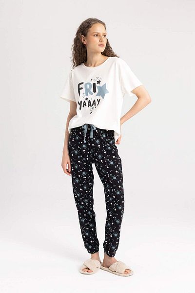 DeFacto Fall in Love Printed Short Sleeve Pajama Set B6176Ax24Sp