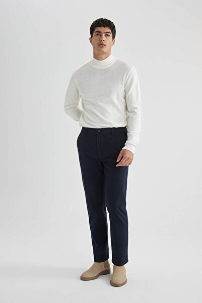 DeFacto Regular Fit Normal Kesim Gabardin Chino Kanvas Pantolon Yazlık Fermuar Cepli Düz Paça B2088AX24SP