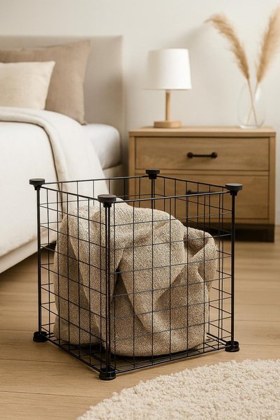 FERONYA Metal Wire Storage Basket 33X33X33 cm Disassembled Installation, Organizer Box, Toy and Clothes Storage