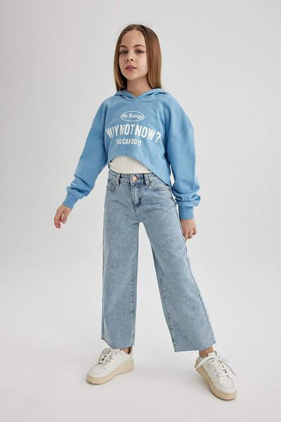 DeFacto Pantaloni de blugi pentru fete cu picioare late B4947A824SP