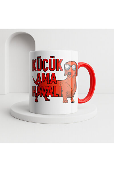 Solid Baskı Stüdyosu Komik Sözlü Porselen Kupa Bardak - Köpek Figürlü Kırmızı...