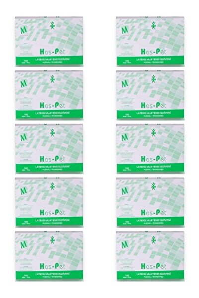 Has-Pet قفازات طبية مسحوقة باللون الأبيض، عبوة من 100 قطعة، 10 قطع من قفازات ...