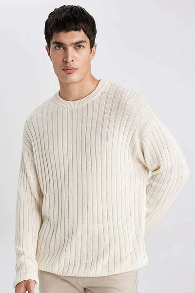DeFacto Pulover de tricotaj simplu de bază Relax Fit Crew Neck B9723AX24SP