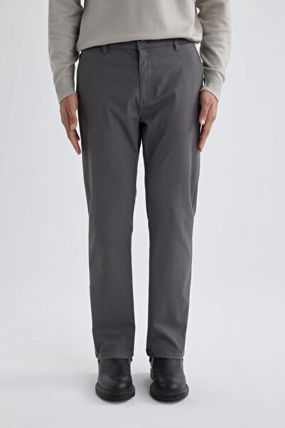DeFacto Regular Fit Normal Kesim Gabardin Chino Kanvas Pantolon Yazlık Fermuar Cepli Düz Paça B2088AX24SP