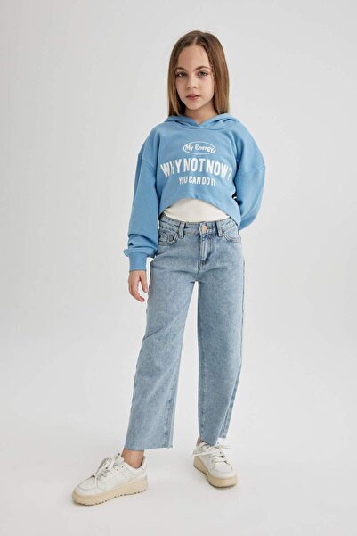 DeFacto Kız Çocuk Wide Leg Geniş Paça Jean Pantolon B4947A824SP